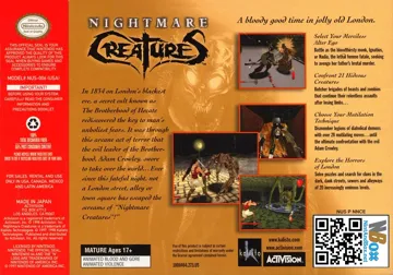 Nightmare Creatures (USA) box cover back